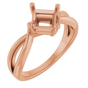 14K Rose Gold 5.5x5.5 mm Square Ring Mounting – image 2
