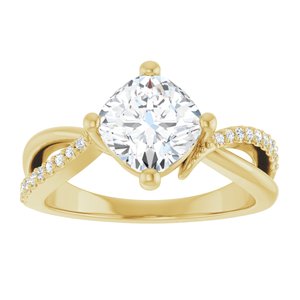10K Yellow Gold 7x7 mm Cushion Ring Mounting – image 5