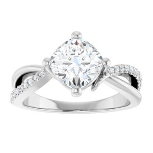 14K White Gold 7x7 mm Cushion Ring Mounting – image 5