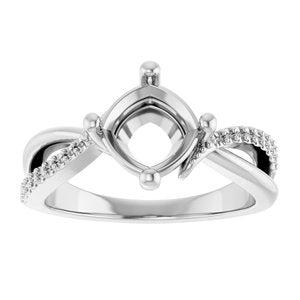 14K X1 White Gold 7x7 mm Cushion Ring Mounting – image 6