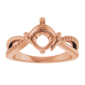 18K Rose Gold 7x7 mm Cushion Ring Mounting – image 6