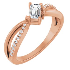 18K Rose Gold 5x3 mm Emerald Ring Mounting