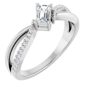Continuum Sterling Silver 5x3 mm Emerald Ring Mounting