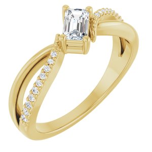 10K Yellow Gold 5x3 mm Emerald Ring Mounting