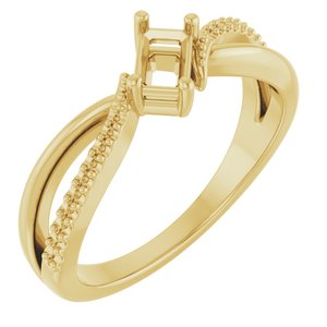 18K Yellow Gold 5x3 mm Emerald Ring Mounting – image 2