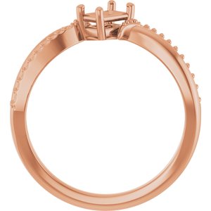 18K Rose Gold 5x3 mm Emerald Ring Mounting – image 4