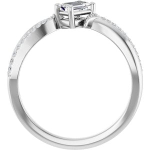 10K White Gold 5x3 mm Emerald Ring Mounting – image 3
