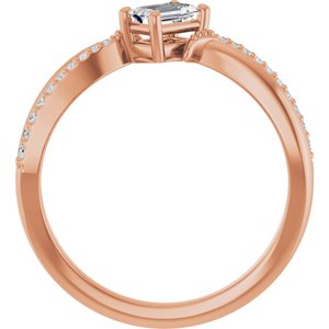 18K Rose Gold 5x3 mm Emerald Ring Mounting – image 3