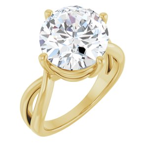 18K Yellow Gold 13x11 mm Oval Ring Mounting