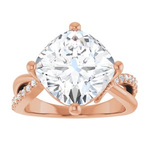 14K Rose Gold 11x11 mm Cushion Ring Mounting – image 5
