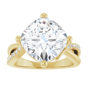 18K Yellow Gold 11x11 mm Cushion Ring Mounting – image 5
