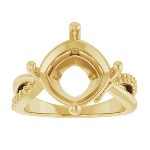 18K Yellow Gold 11x11 mm Cushion Ring Mounting – image 6