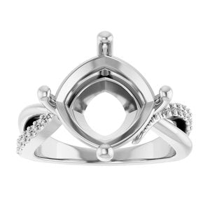 14K X1 White Gold 11x11 mm Cushion Ring Mounting – image 6