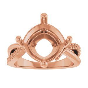 14K Rose Gold 11x11 mm Cushion Ring Mounting – image 6