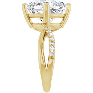10K Yellow Gold 11x11 mm Cushion Ring Mounting – image 7