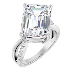 18K White Gold 14x10 mm Emerald Ring Mounting