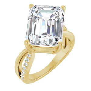 14K Yellow Gold 14x10 mm Emerald Ring Mounting