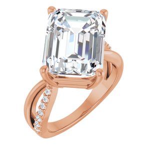 14K Rose Gold 14x10 mm Emerald Ring Mounting