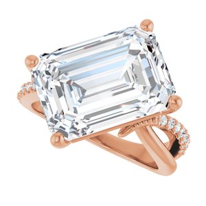 14K Rose Gold 14x10 mm Emerald Ring Mounting – image 8