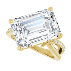 14K Yellow Gold 14x10 mm Emerald Ring Mounting – image 8