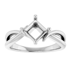 10K White Gold 5.5x5.5 mm Square Ring Mounting – image 6