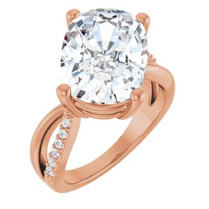 10K Rose Gold 14x10 mm Elongated Cushion Ring Mounting