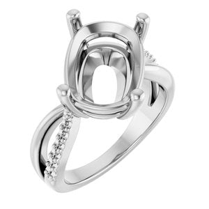 Sterling Silver 14x10 mm Elongated Cushion Ring Mounting – image 2
