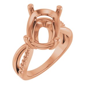 18K Rose Gold 14x10 mm Elongated Cushion Ring Mounting – image 2