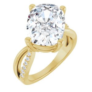 10K Yellow Gold 14x10 mm Elongated Cushion Ring Mounting