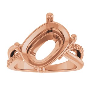 10K Rose Gold 14x10 mm Elongated Cushion Ring Mounting – image 6