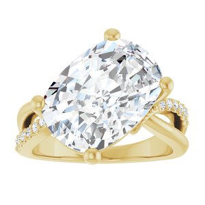 10K Yellow Gold 14x10 mm Elongated Cushion Ring Mounting – image 5