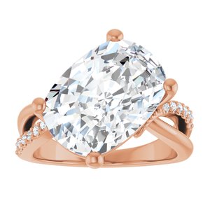 18K Rose Gold 14x10 mm Elongated Cushion Ring Mounting – image 5