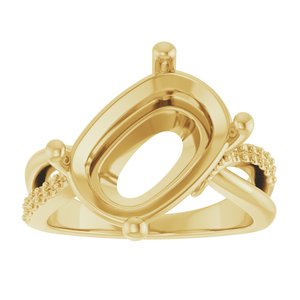 10K Yellow Gold 14x10 mm Elongated Cushion Ring Mounting – image 6