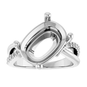 Continuum Sterling Silver 14x10 mm Elongated Cushion Ring Mounting – image 6