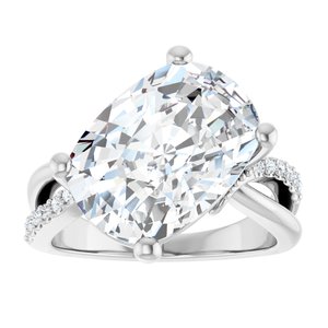 10K White Gold 14x10 mm Elongated Cushion Ring Mounting – image 5