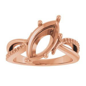 10K Rose Gold 14x7 mm Marquise Ring Mounting – image 6