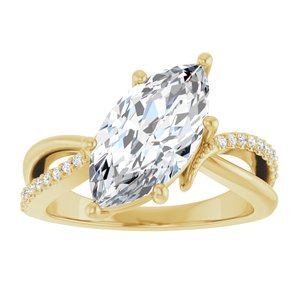 10K Yellow Gold 14x7 mm Marquise Ring Mounting – image 5