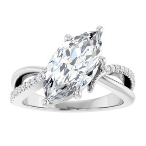 18K White Gold 14x7 mm Marquise Ring Mounting – image 5