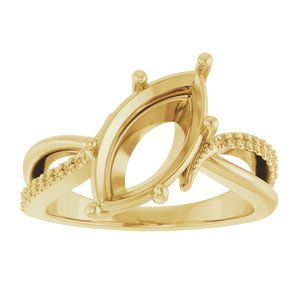 10K Yellow Gold 14x7 mm Marquise Ring Mounting – image 6