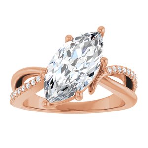 18K Rose Gold 14x7 mm Marquise Ring Mounting – image 5
