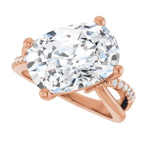 18K Rose Gold 14x10 mm Elongated Cushion Ring Mounting – image 8