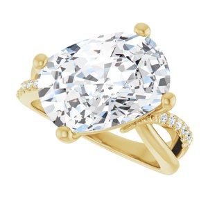 10K Yellow Gold 14x10 mm Elongated Cushion Ring Mounting – image 8