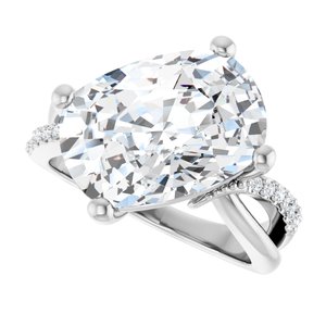 10K White Gold 14x10 mm Elongated Cushion Ring Mounting – image 8