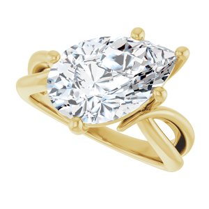 10K Yellow Gold 14x9 mm Pear Ring Mounting – image 8