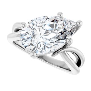 10K White Gold 14x9 mm Pear Ring Mounting – image 8