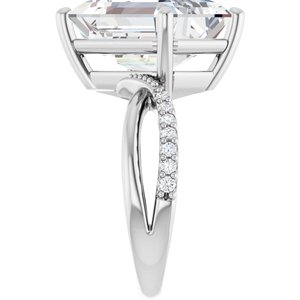 18K White Gold 14x10 mm Emerald Ring Mounting – image 7