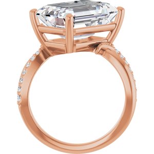 10K Rose Gold 14x10 mm Emerald Ring Mounting – image 3