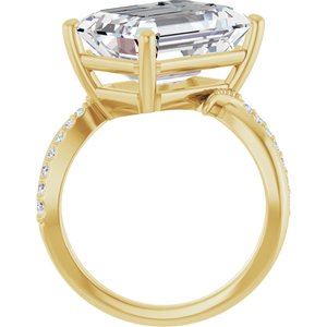 10K Yellow Gold 14x10 mm Emerald Ring Mounting – image 3