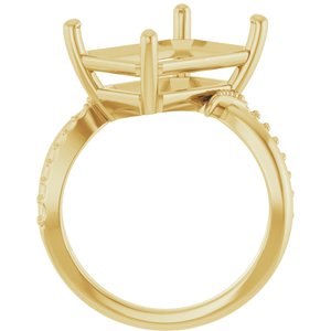14K Yellow Gold 14x10 mm Emerald Ring Mounting – image 4