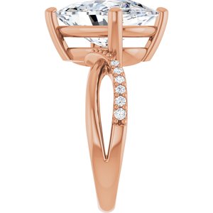 10K Rose Gold 14x10 mm Elongated Cushion Ring Mounting – image 7